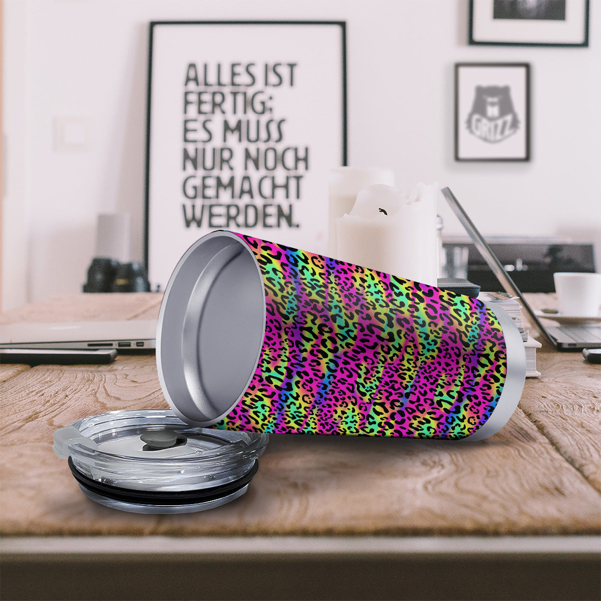 Exotic Neon Leopard Print Pattern Tumbler-grizzshop