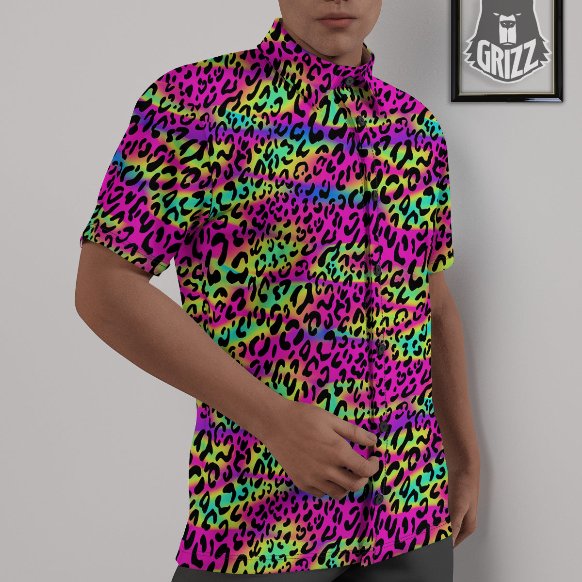 Exotic Neon Leopard Print Pattern Untucked Shirts-grizzshop