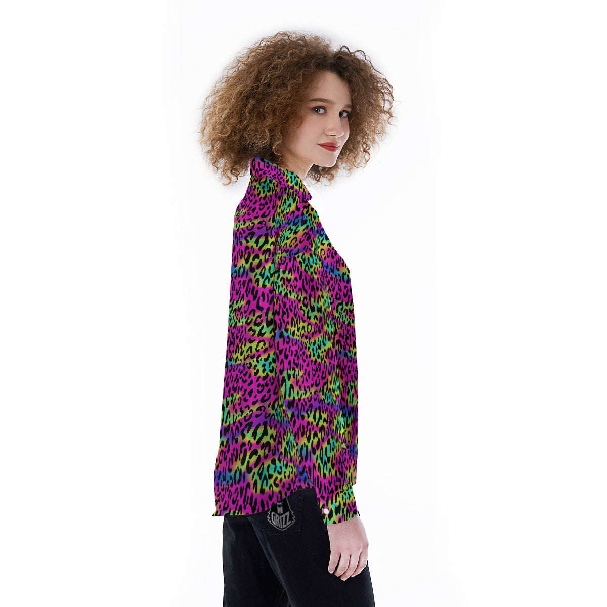 Exotic Neon Leopard Print Pattern Women's Long Sleeve Shirts-grizzshop