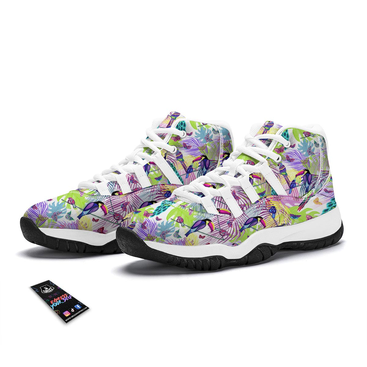 Exotic Tropical Bird White Bball Shoes-grizzshop