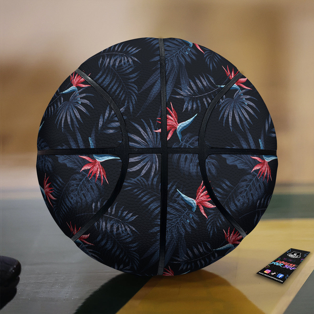 Exotic Tropical Hawaiian Vintage Print Pattern Basketball