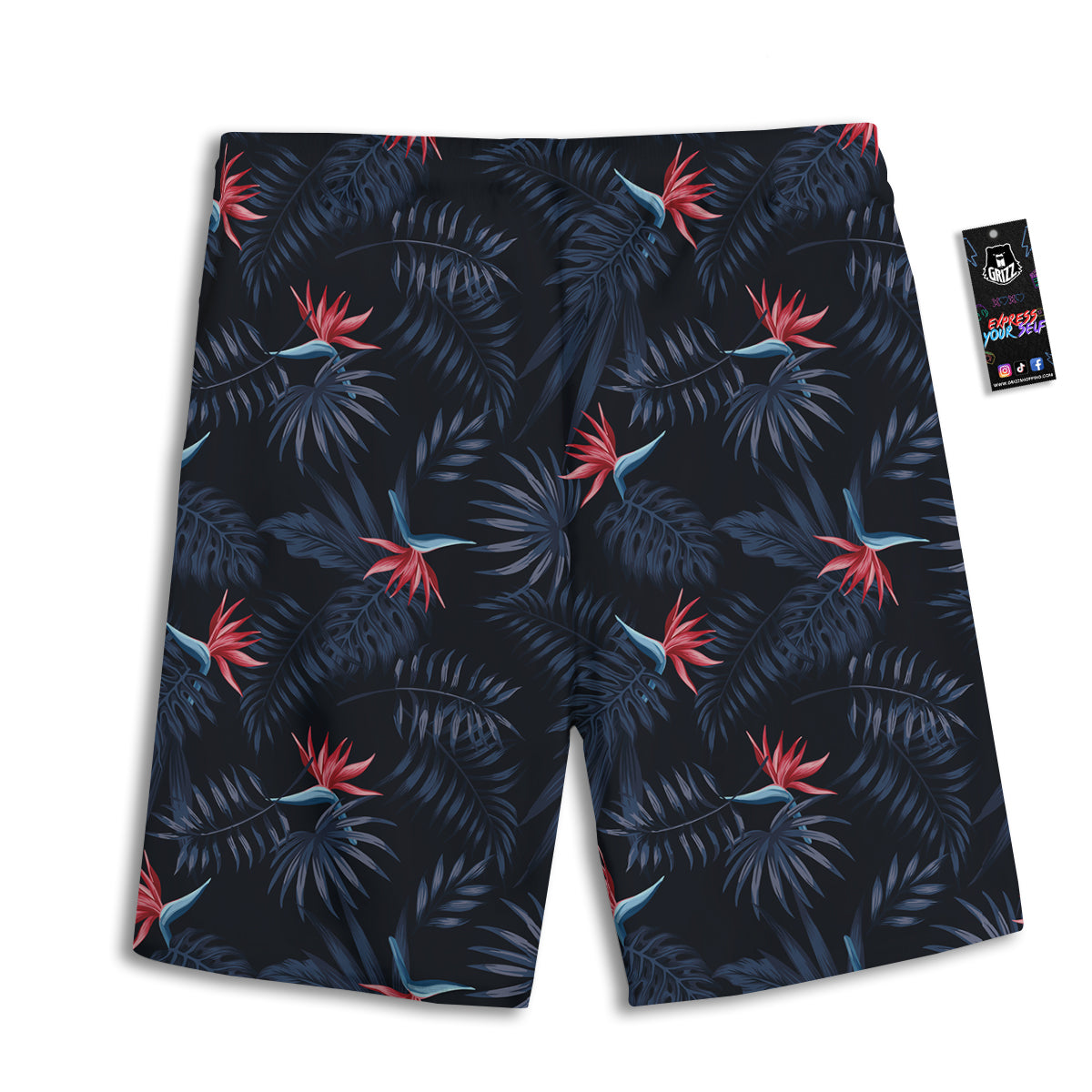 Exotic Tropical Hawaiian Vintage Print Pattern Men's Athletic Shorts-grizzshop