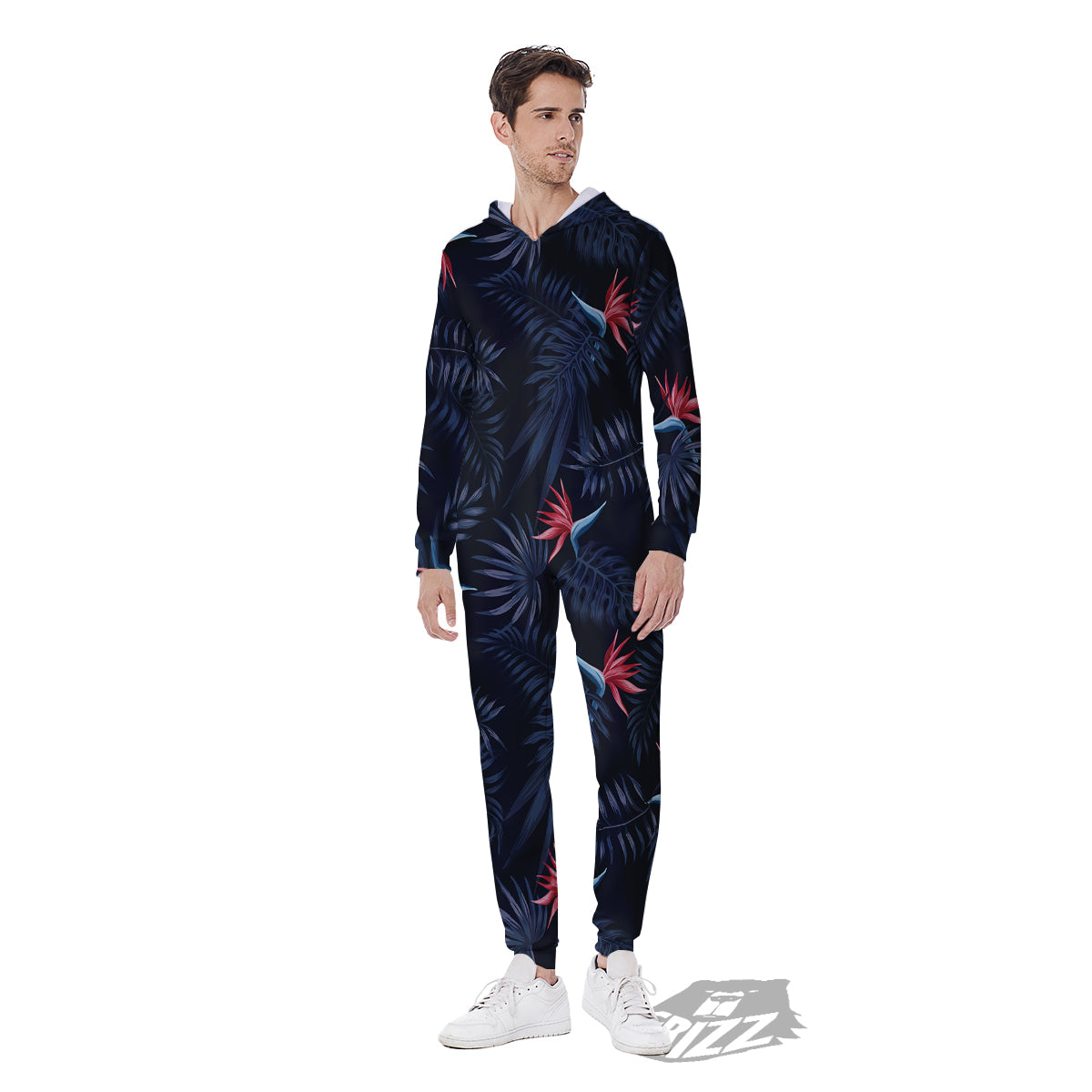 Exotic Tropical Hawaiian Vintage Print Pattern Men's Jumpsuit-grizzshop