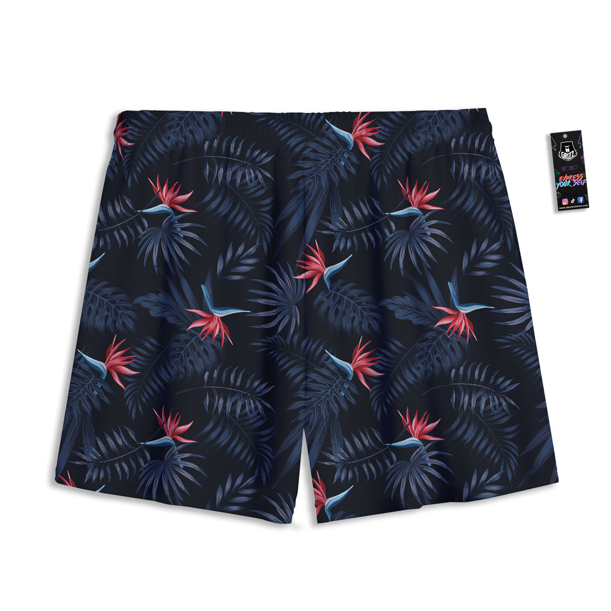 Exotic Tropical Hawaiian Vintage Print Pattern Mesh Shorts