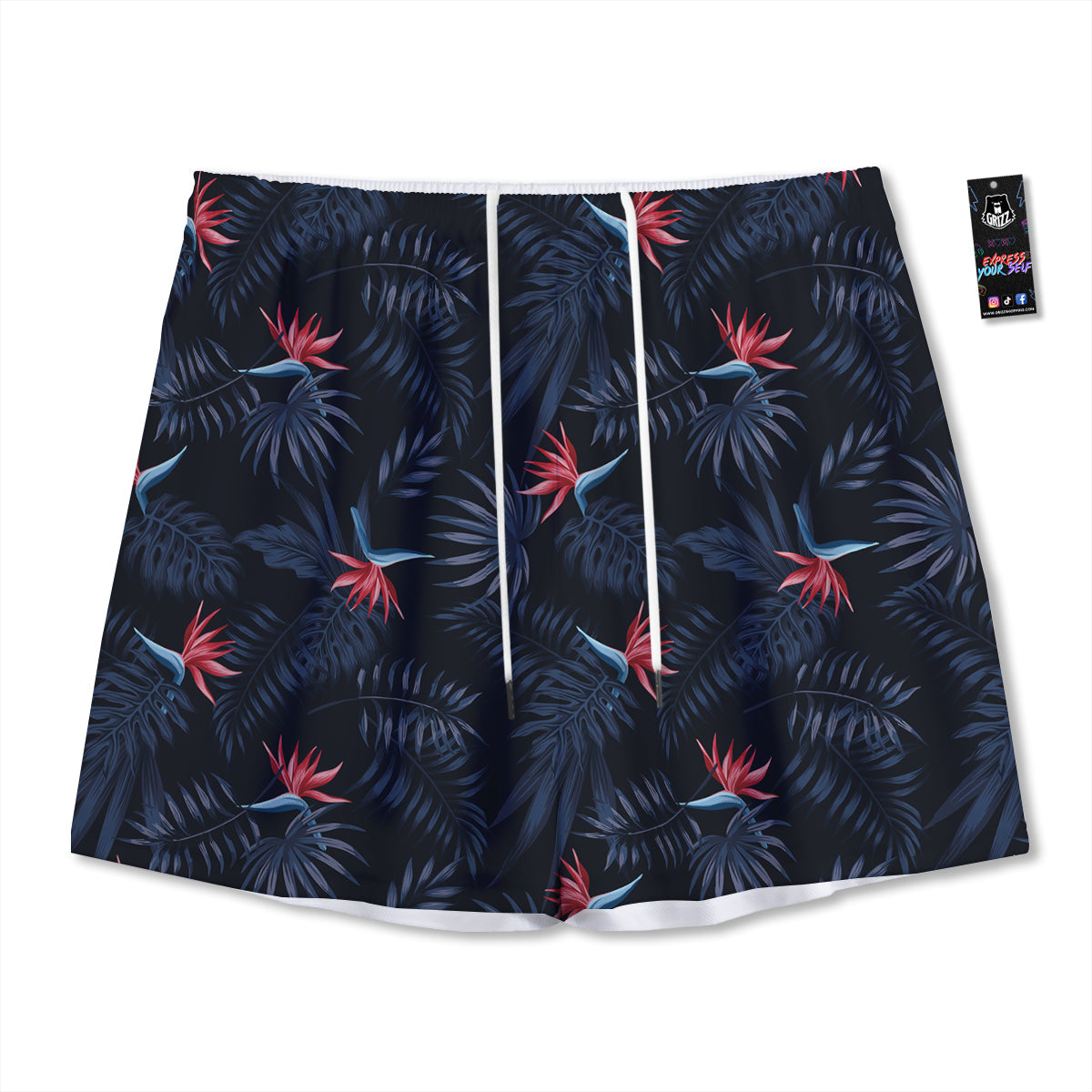 Exotic Tropical Hawaiian Vintage Print Pattern Mesh Shorts