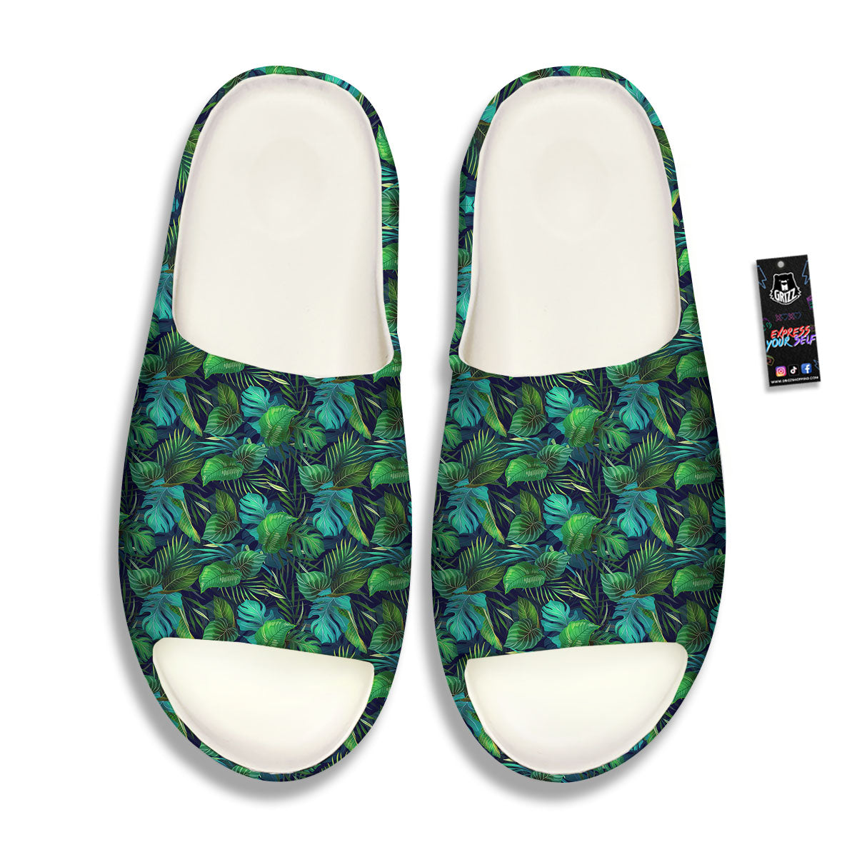 Exotic Leaf Tropical Print Pattern Sandals-grizzshop