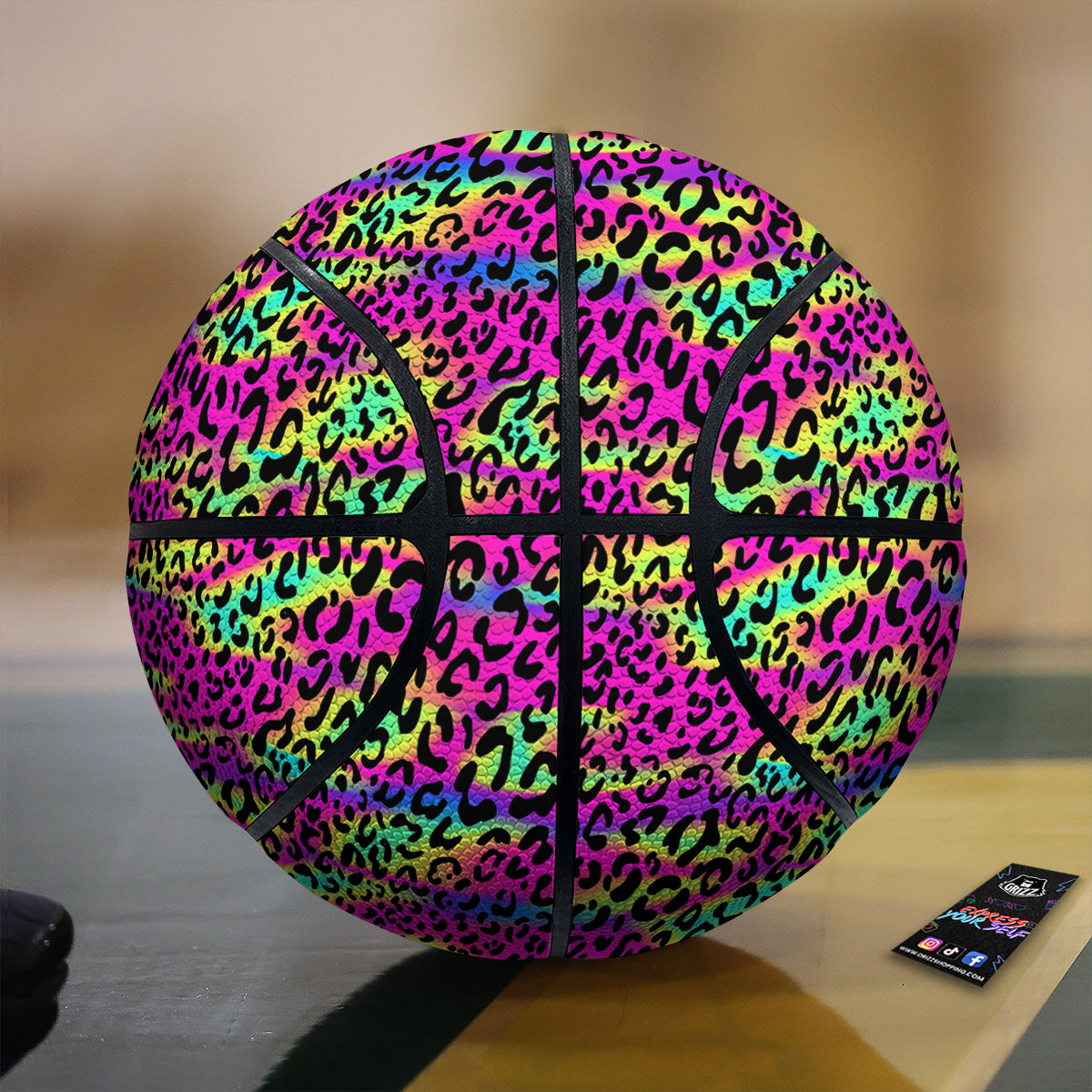 Exotic Neon Leopard Print Pattern Basketball