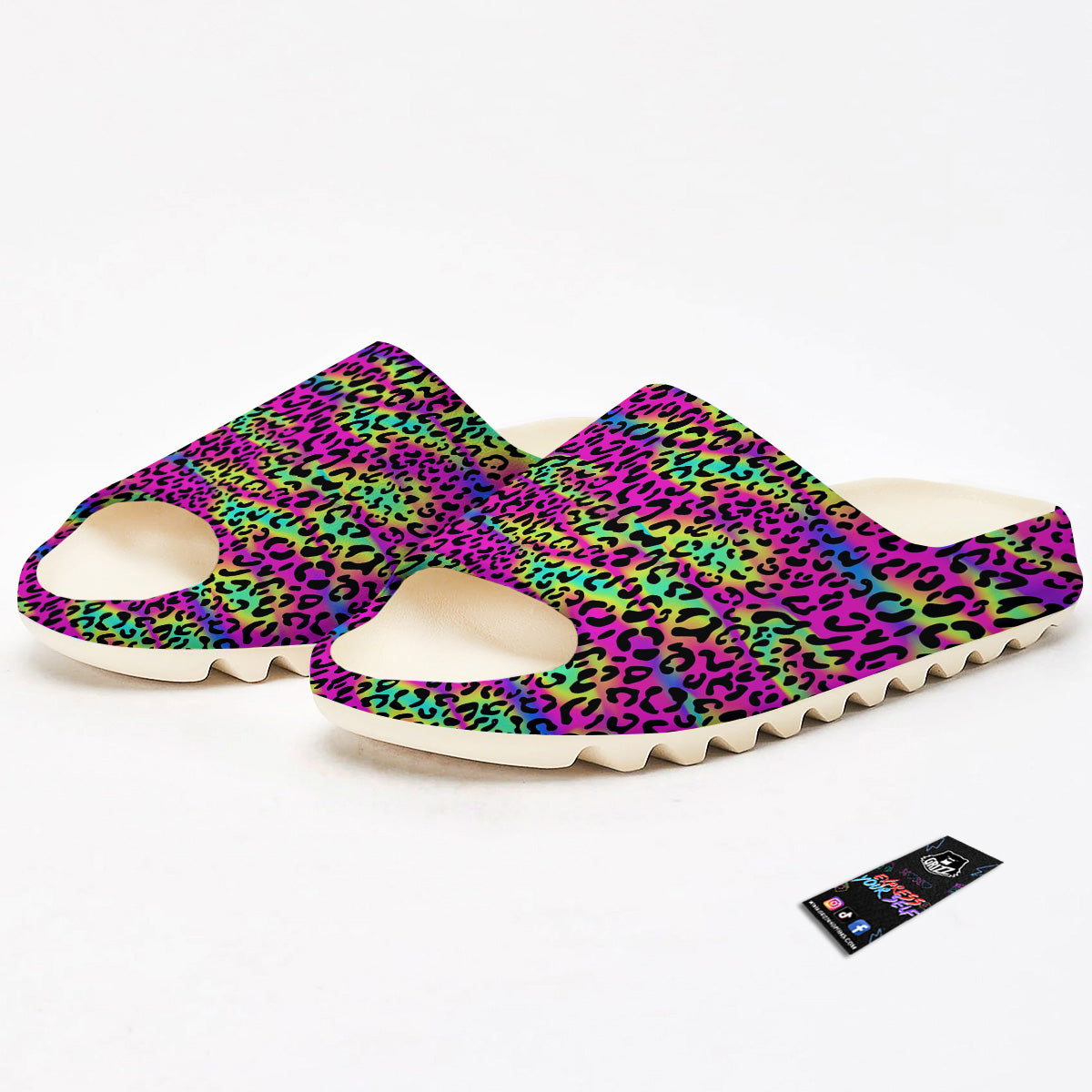 Exotic Neon Leopard Print Pattern Sandals-grizzshop