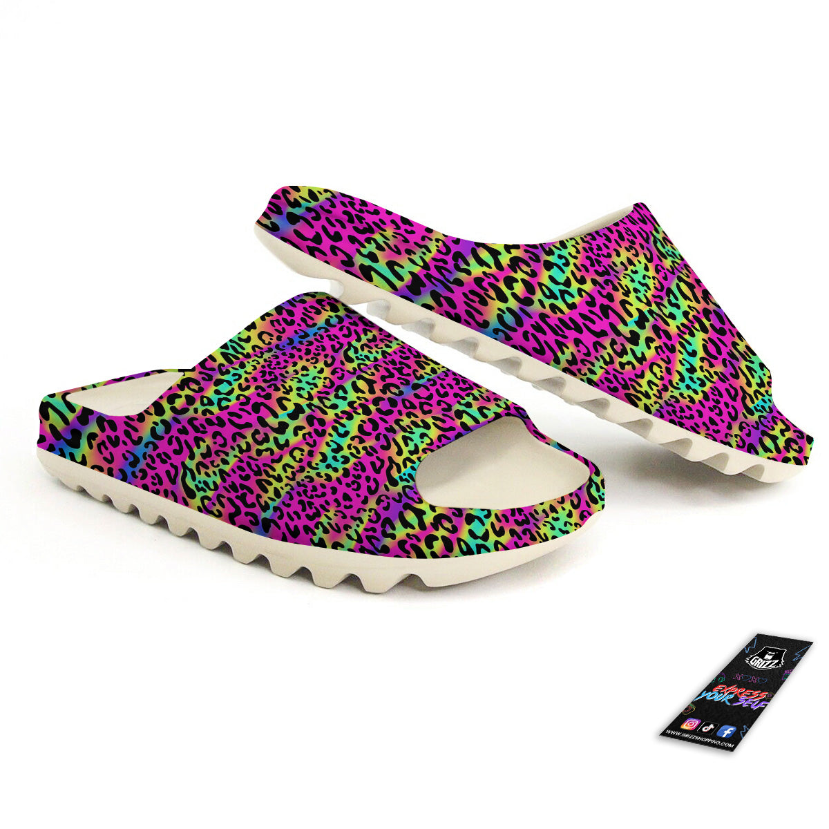 Exotic Neon Leopard Print Pattern Sandals-grizzshop