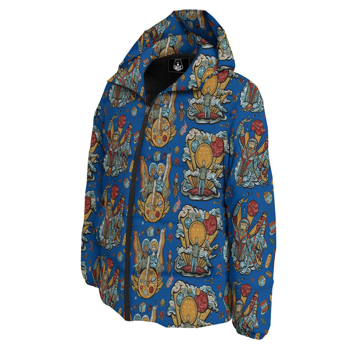 Exploration Of Mars Planet Print Pattern Down Jacket-grizzshop