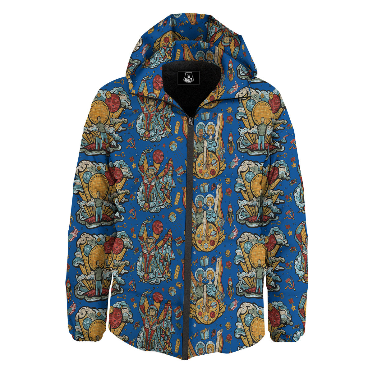 Exploration Of Mars Planet Print Pattern Down Jacket-grizzshop
