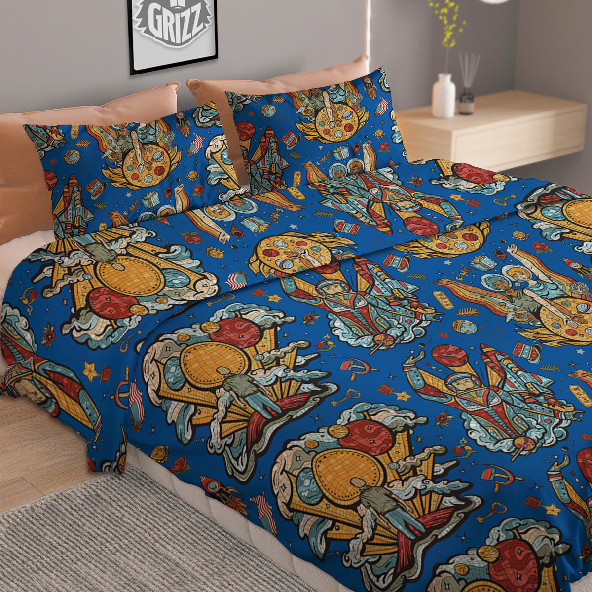 Exploration Of Mars Planet Print Pattern Duvet Cover Bedding Set