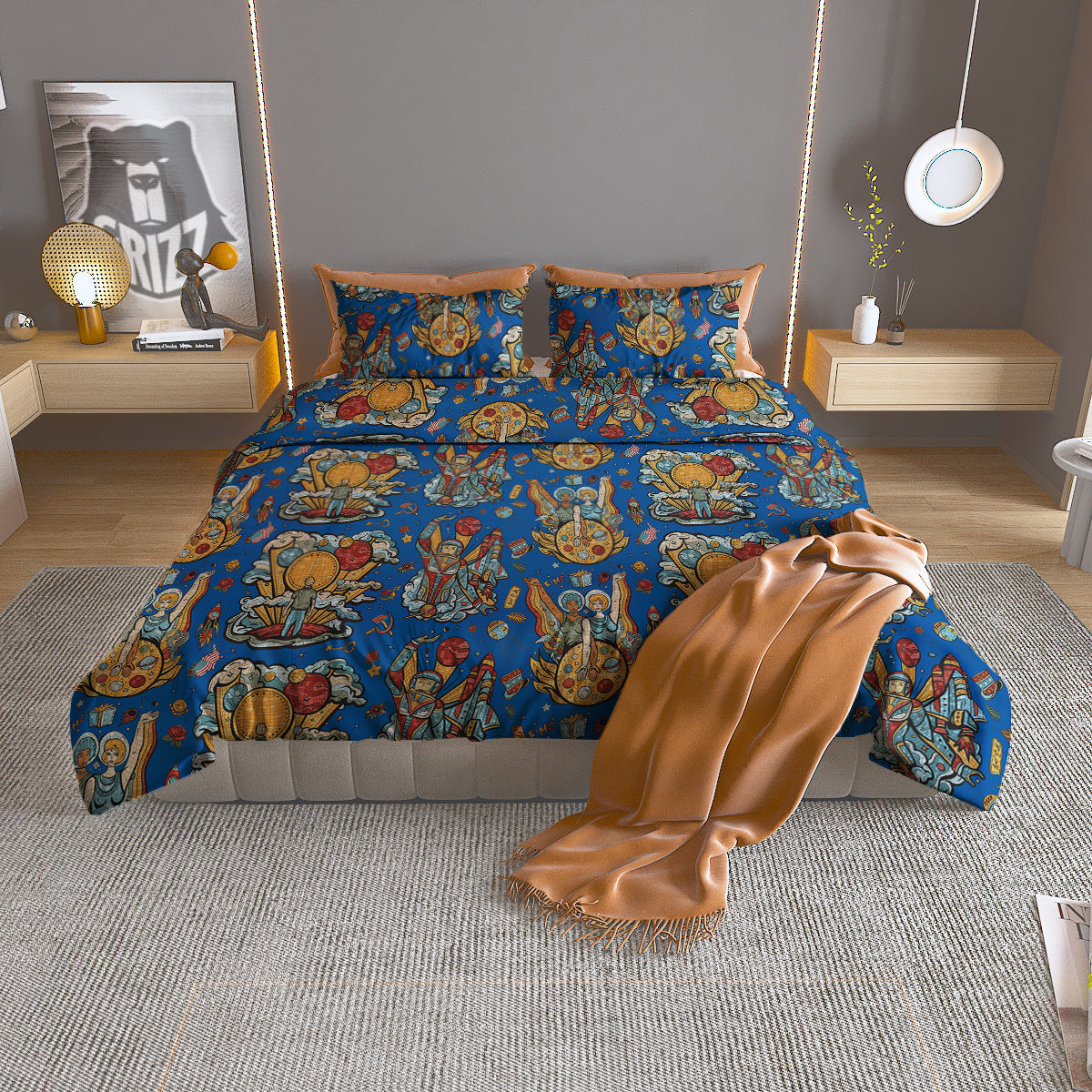 Exploration Of Mars Planet Print Pattern Duvet Cover Bedding Set