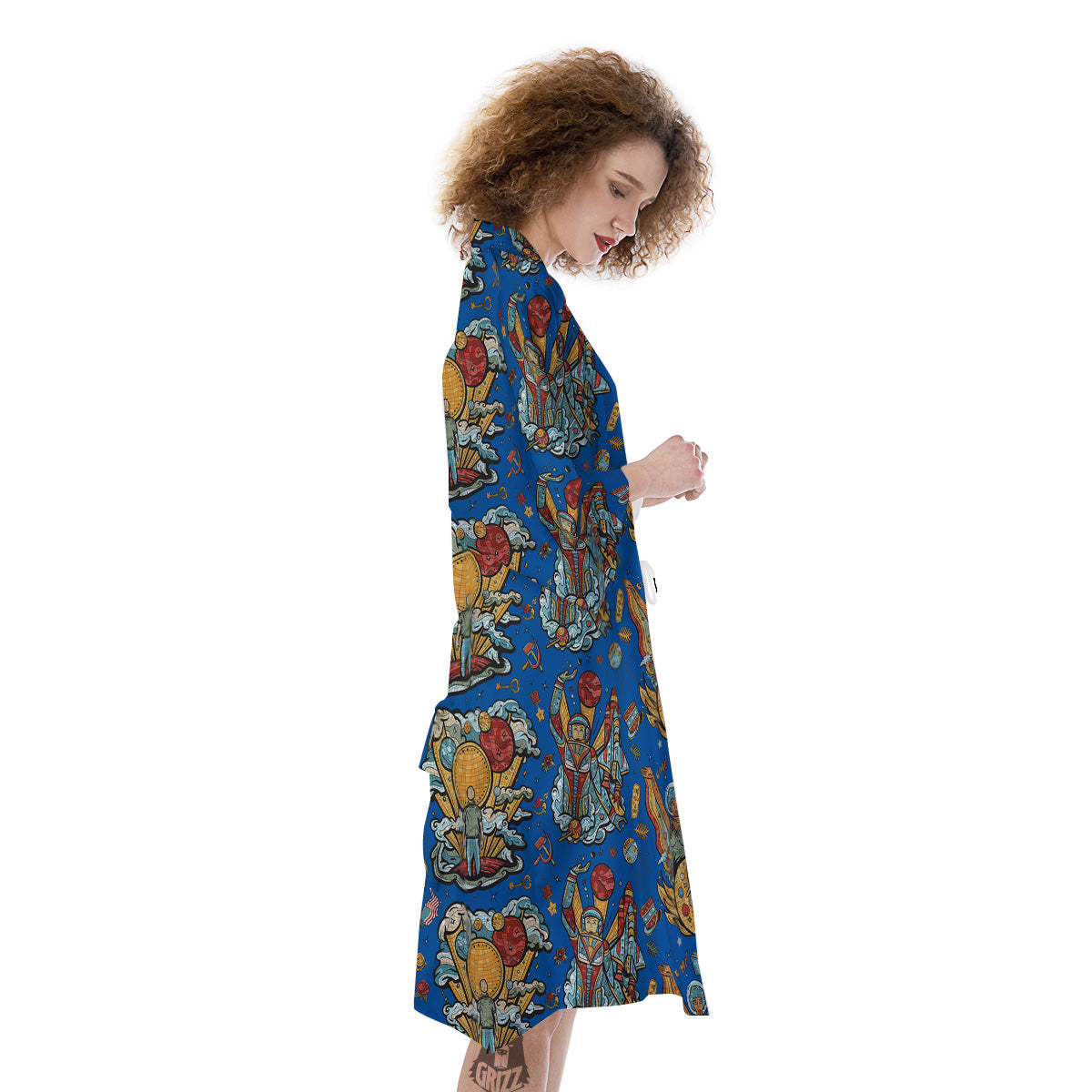 Exploration Of Mars Planet Print Pattern Kimono-grizzshop