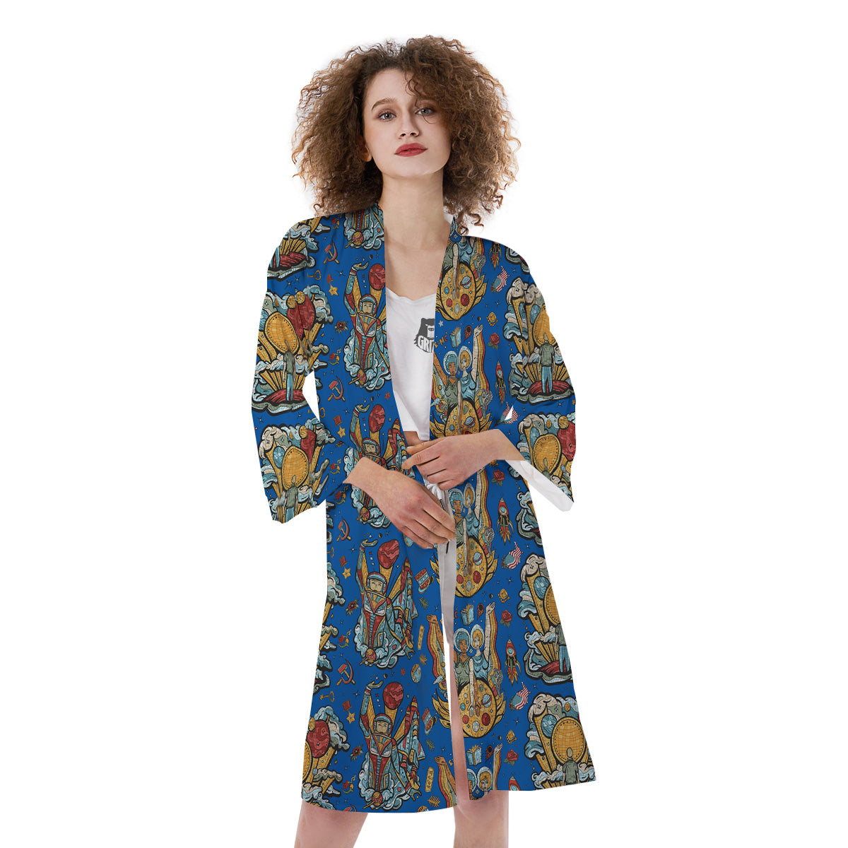 Exploration Of Mars Planet Print Pattern Kimono-grizzshop