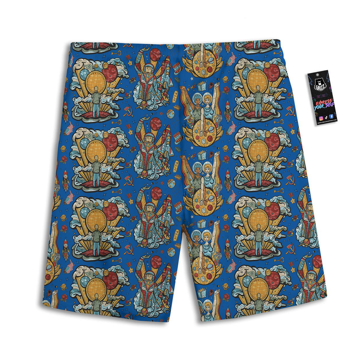 Exploration Of Mars Planet Print Pattern Men's Athletic Shorts