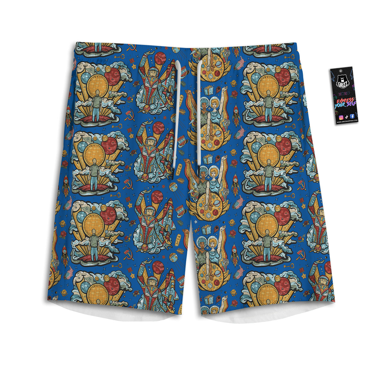 Exploration Of Mars Planet Print Pattern Men's Athletic Shorts