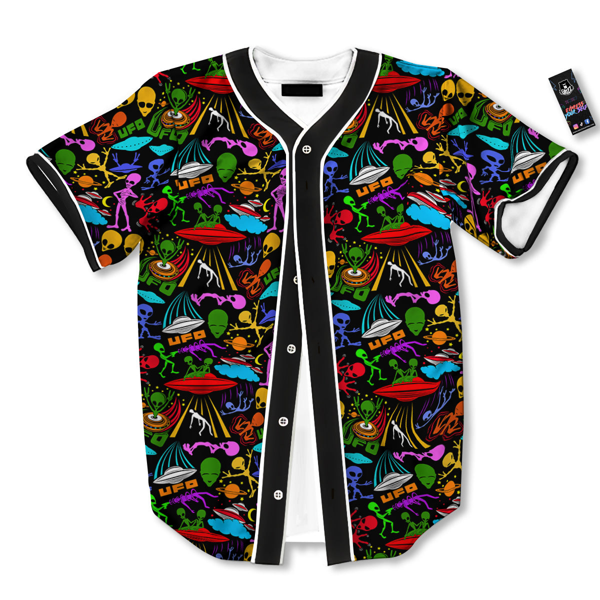 Extraterrestrial Aliens Colorful Print Pattern Baseball Jersey-grizzshop