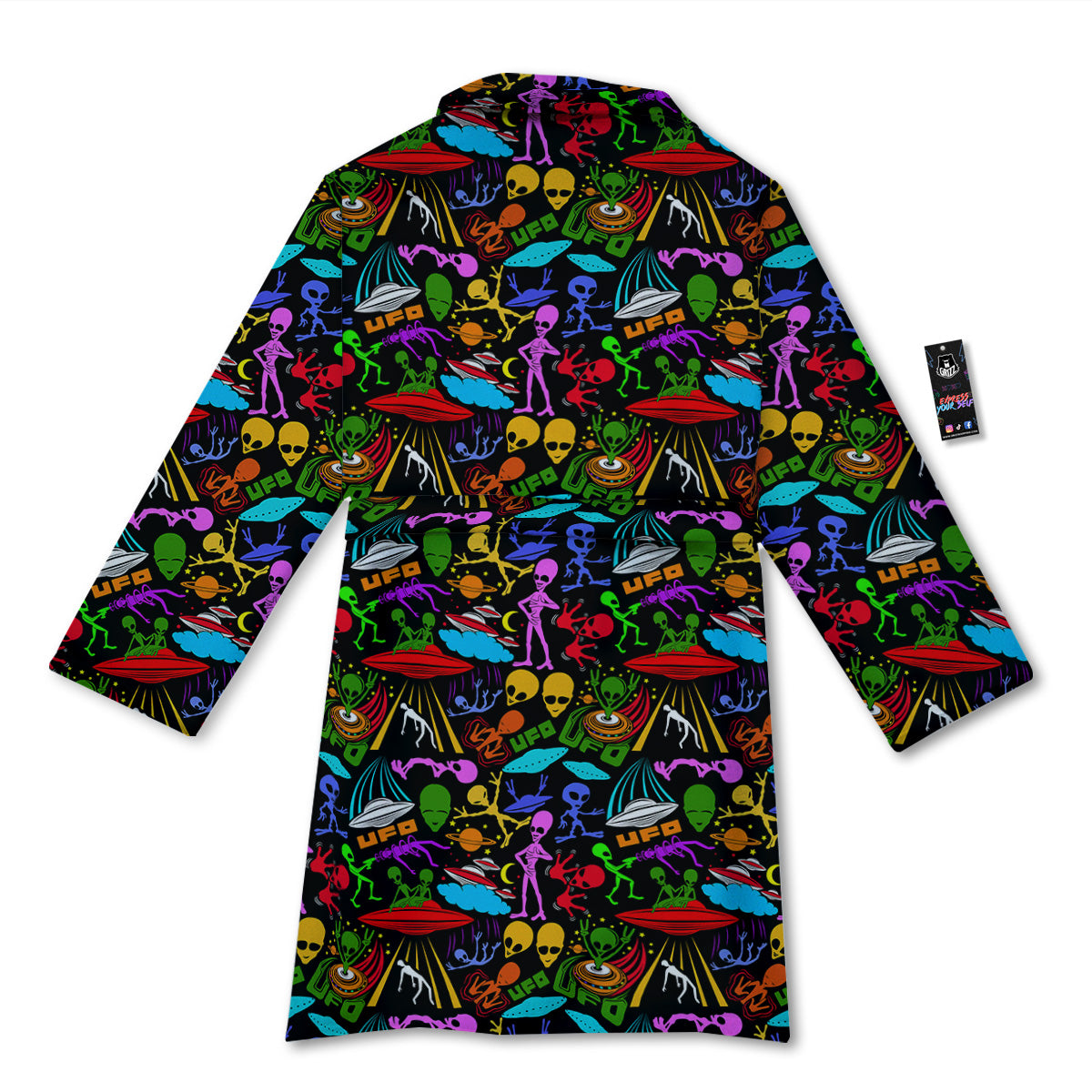 Extraterrestrial Aliens Colorful Print Pattern Bathrobe-grizzshop