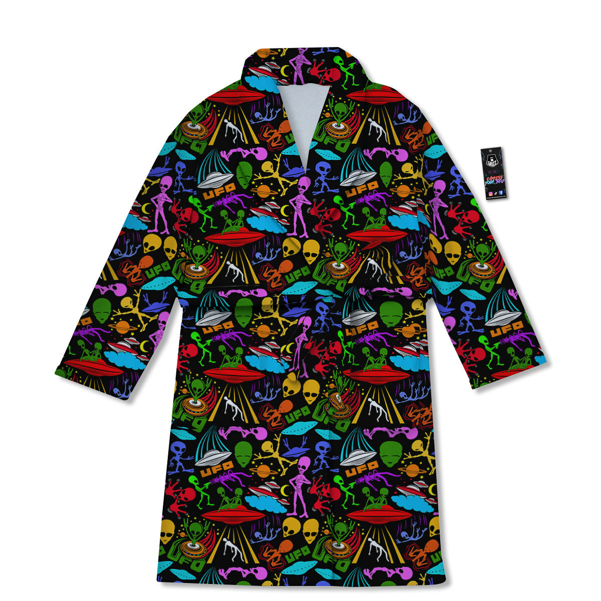 Extraterrestrial Aliens Colorful Print Pattern Bathrobe-grizzshop