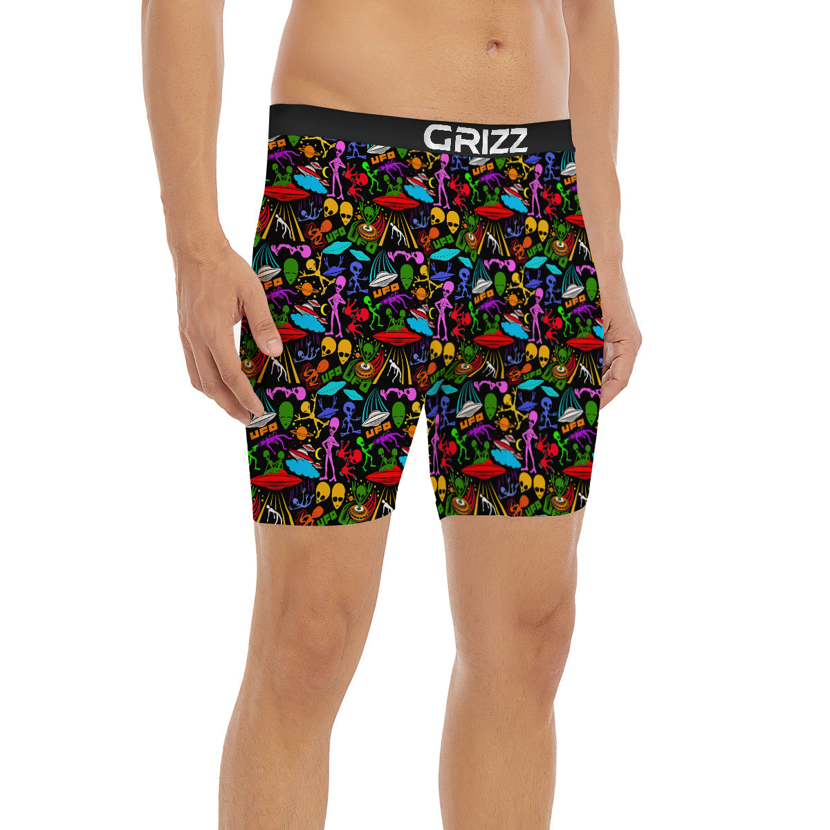 Extraterrestrial Aliens Colorful Print Pattern Boxer Briefs-grizzshop