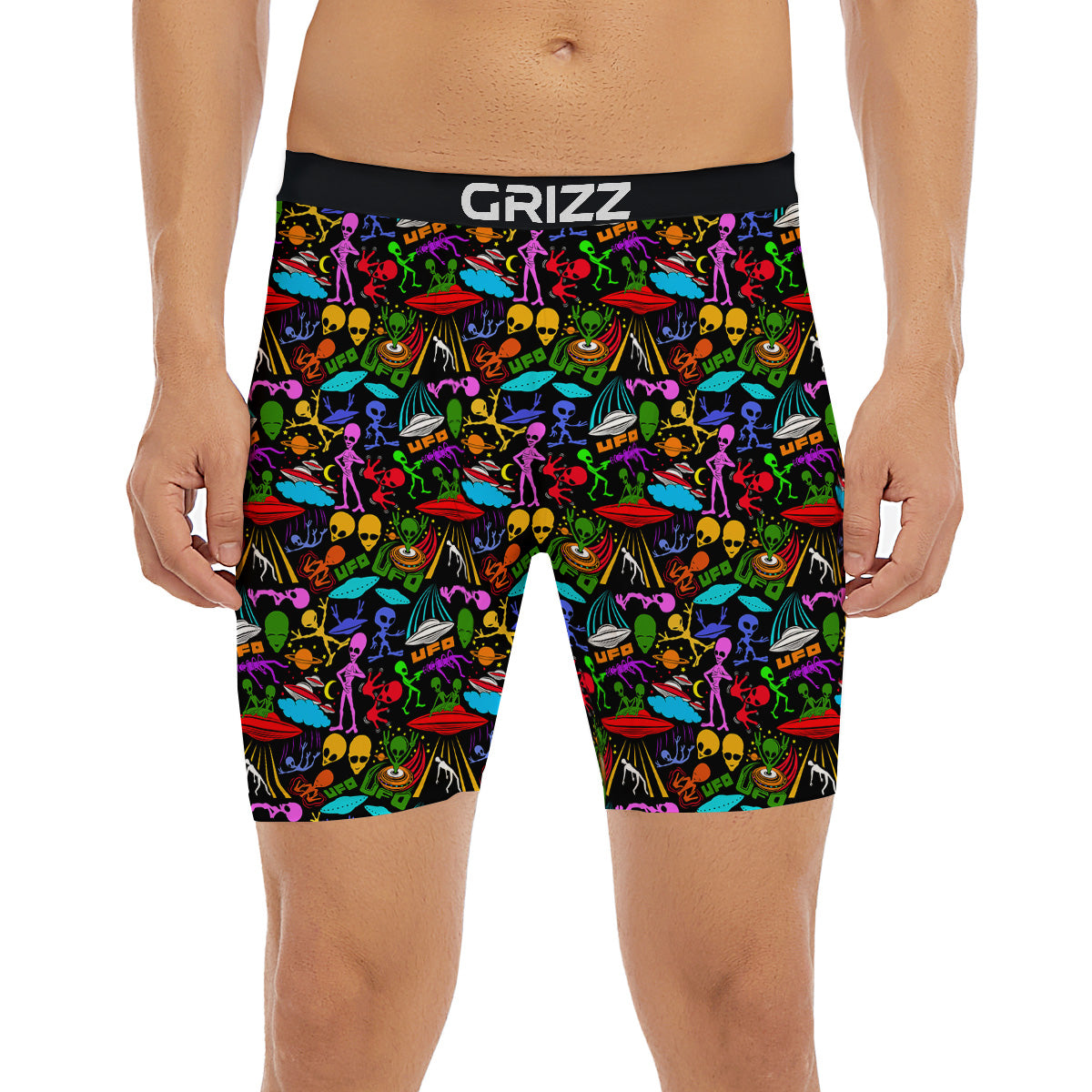 Extraterrestrial Aliens Colorful Print Pattern Boxer Briefs-grizzshop