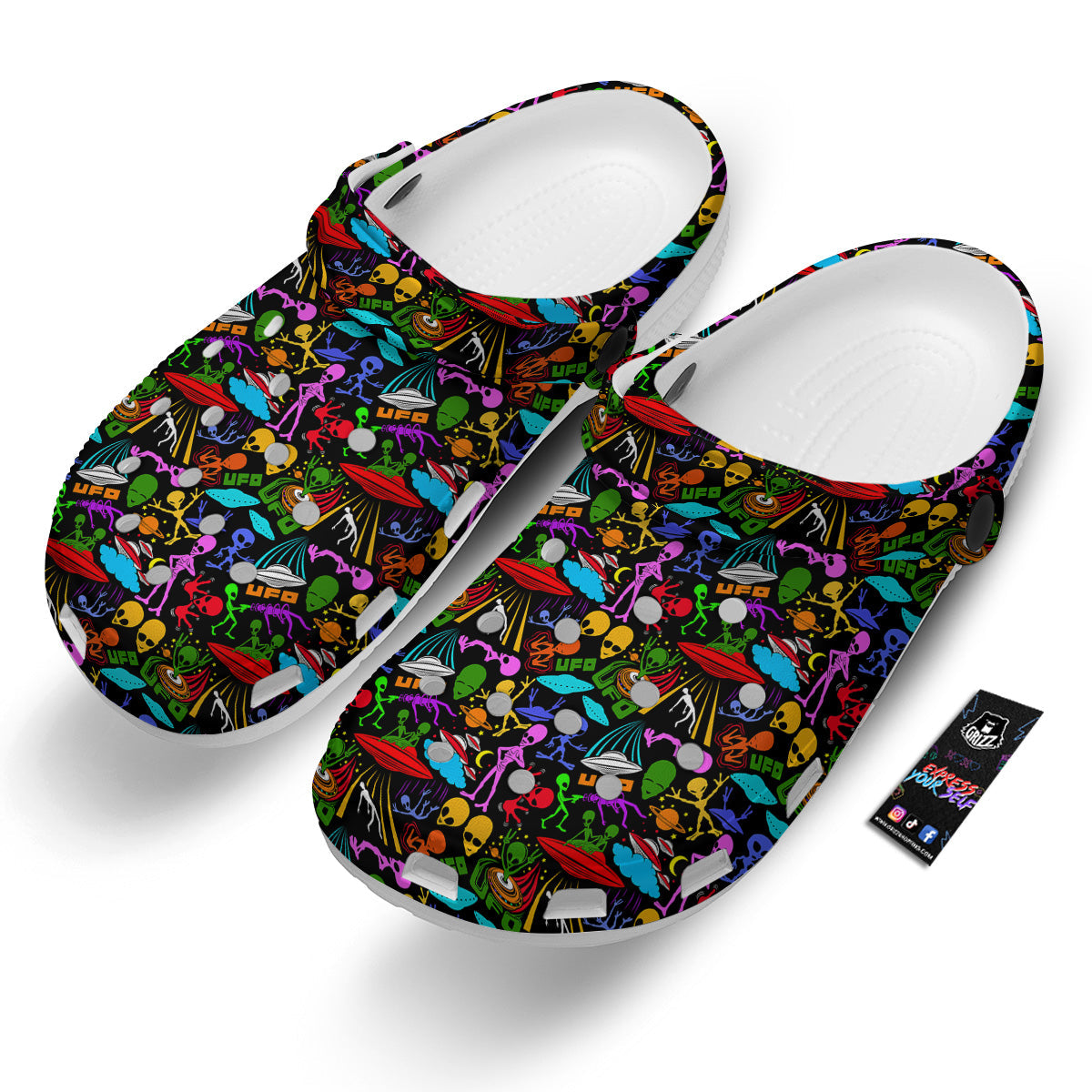 Extraterrestrial Aliens Colorful Print Pattern Clog-grizzshop