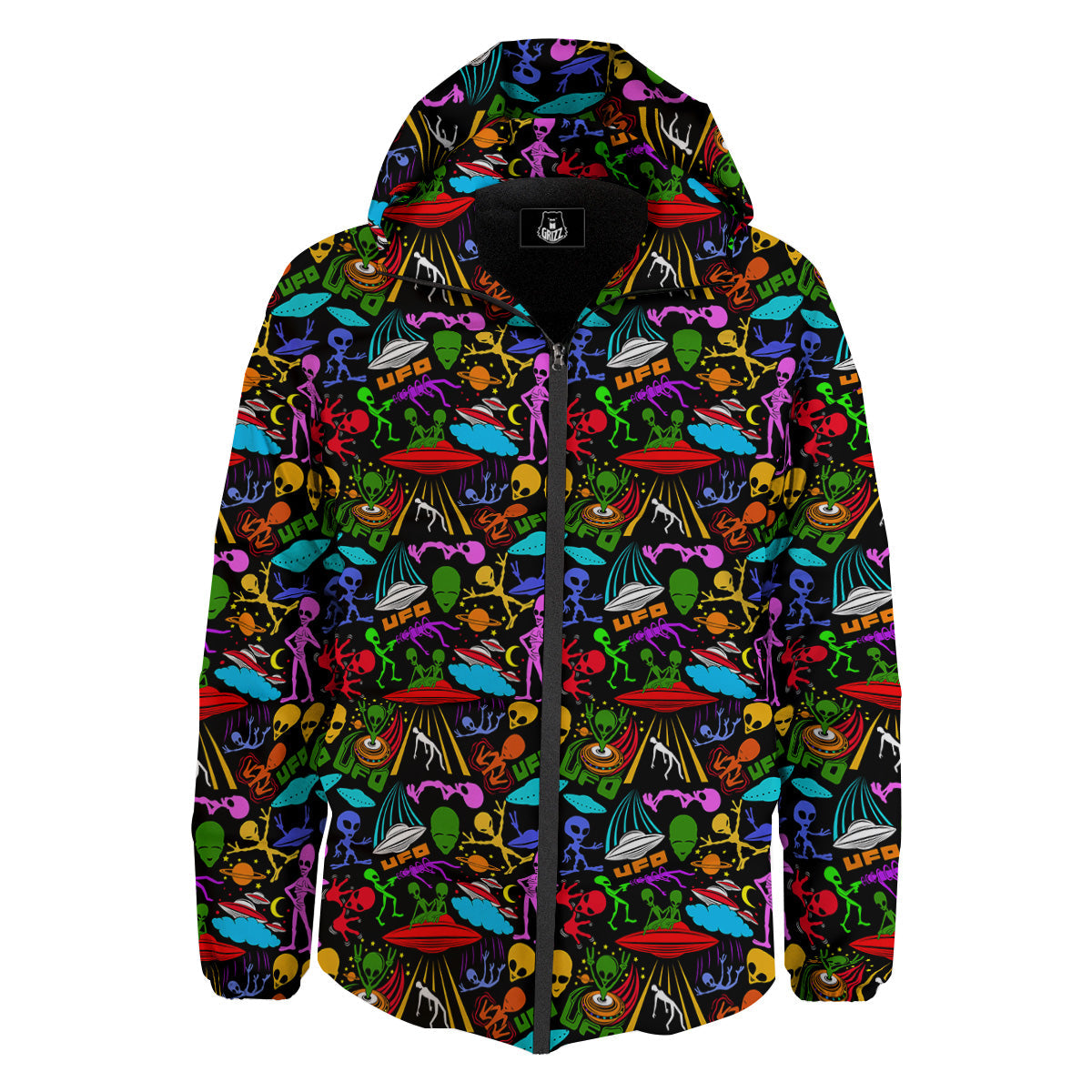 Extraterrestrial Aliens Colorful Print Pattern Down Jacket-grizzshop