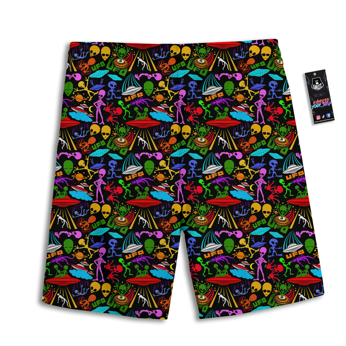 Extraterrestrial Aliens Colorful Print Pattern Men's Athletic Shorts