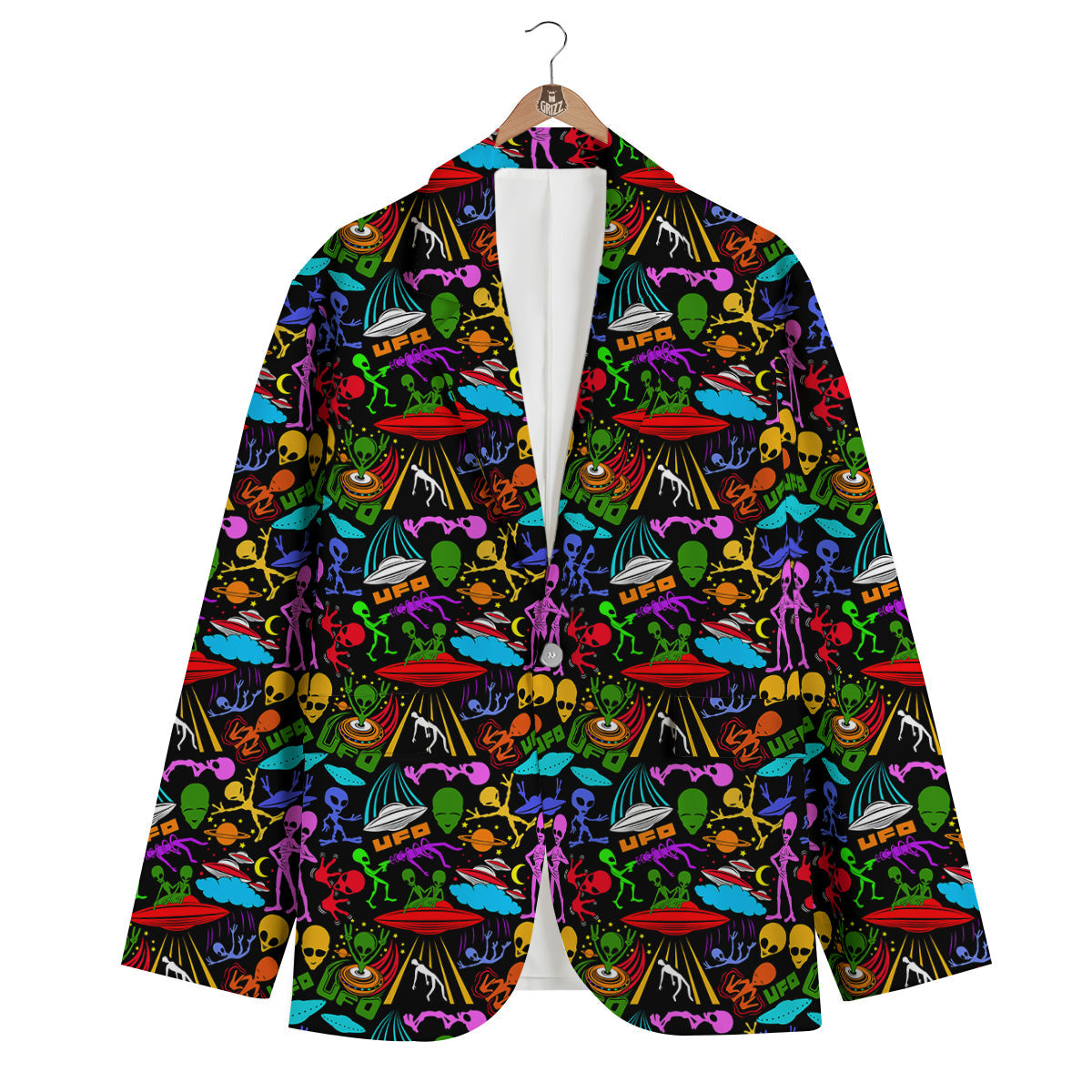 Extraterrestrial Aliens Colorful Print Pattern Men's Blazer-grizzshop