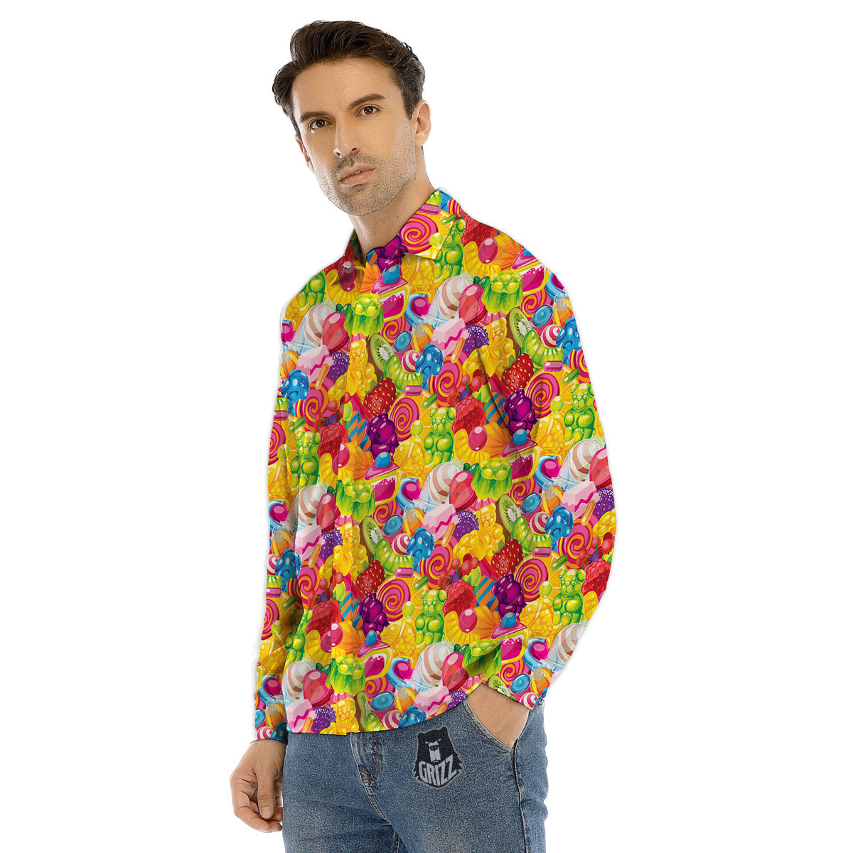 Extraterrestrial Aliens Colorful Print Pattern Men's Dress Shirts-grizzshop