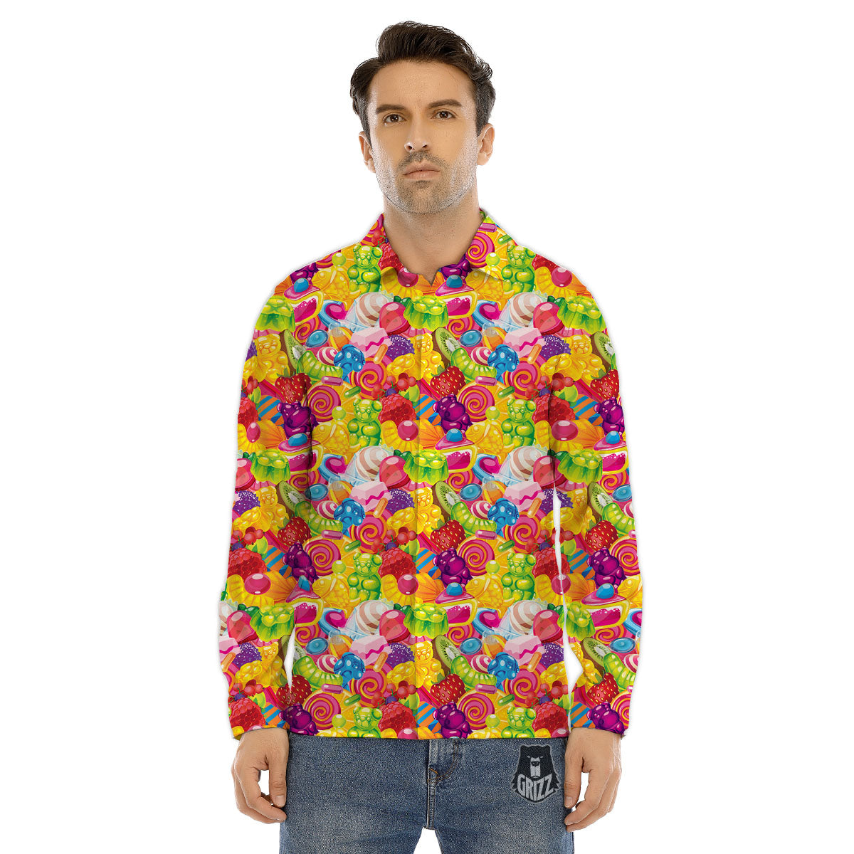 Extraterrestrial Aliens Colorful Print Pattern Men's Dress Shirts-grizzshop