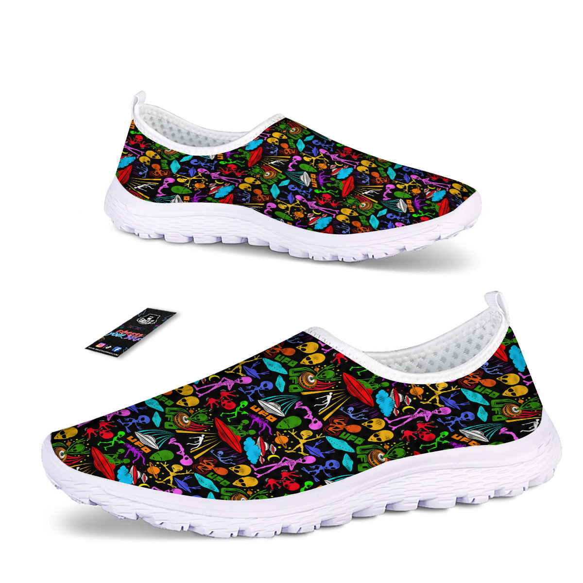 Extraterrestrial Aliens Colorful Print Pattern Nurse Shoes-grizzshop
