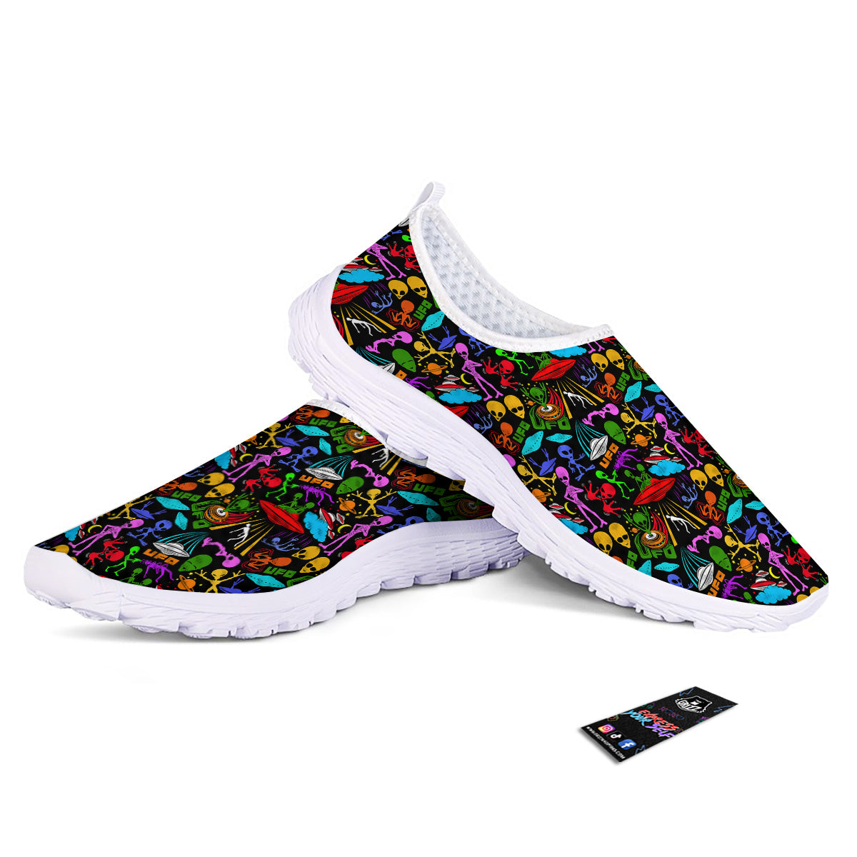 Extraterrestrial Aliens Colorful Print Pattern Nurse Shoes-grizzshop