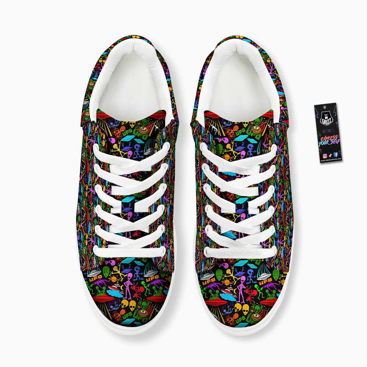 Extraterrestrial Aliens Colorful Print Pattern Platform Shoes-grizzshop