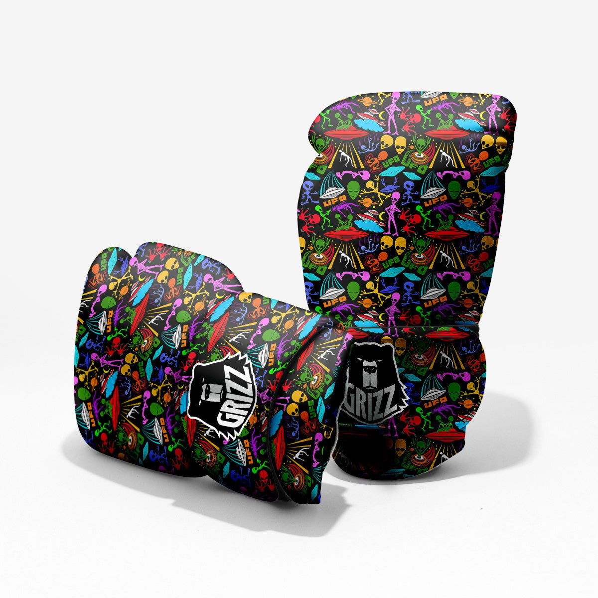 Extraterrestrial Aliens Colorful Print Pattern Pro Boxing Glove
