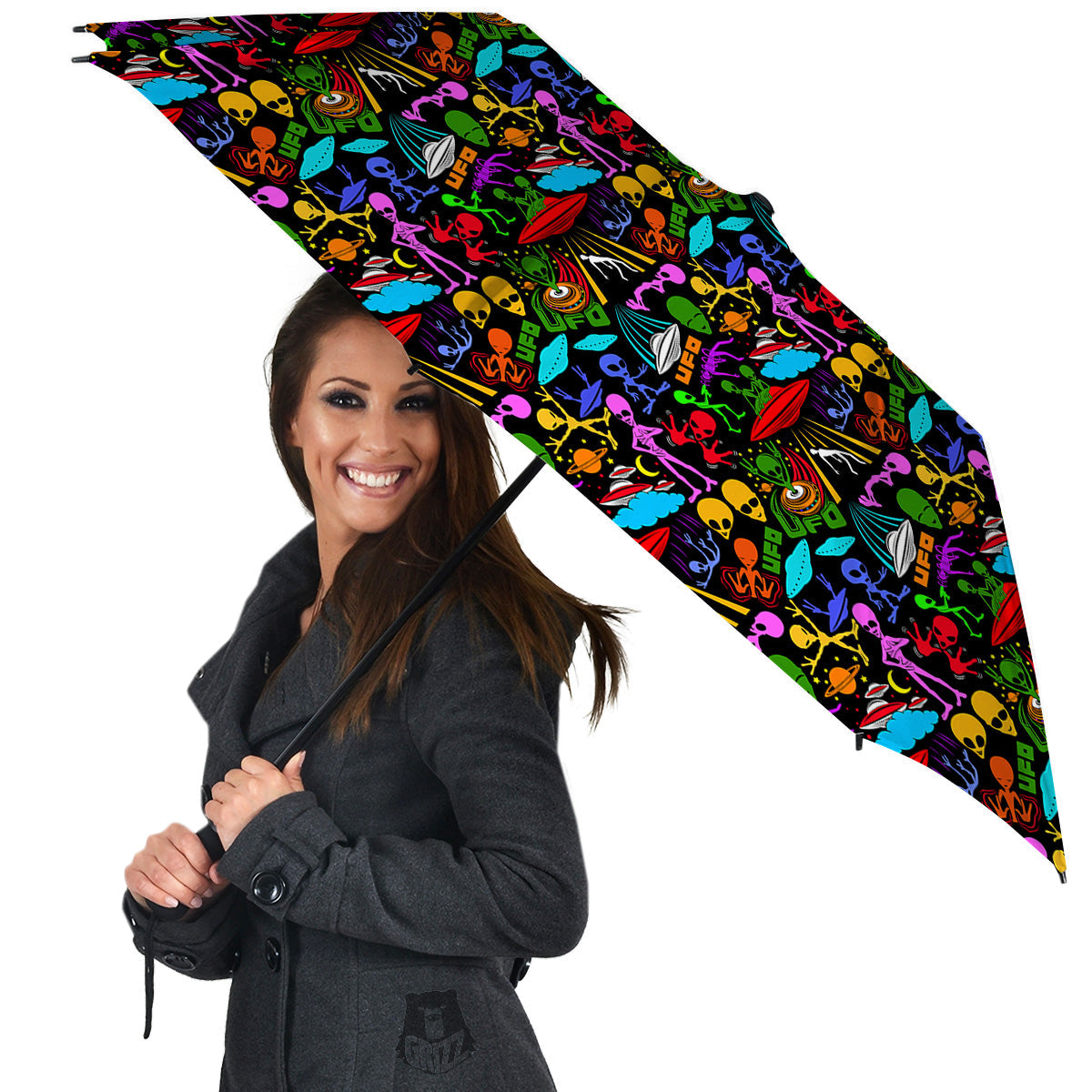 Extraterrestrial Aliens Colorful Print Pattern Umbrella-grizzshop