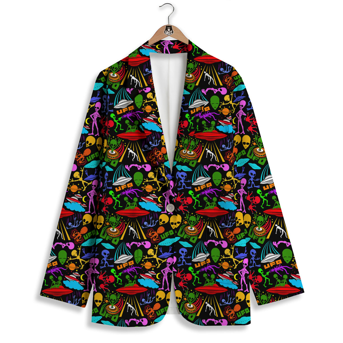Extraterrestrial Aliens Colorful Print Pattern Women's Blazer-grizzshop