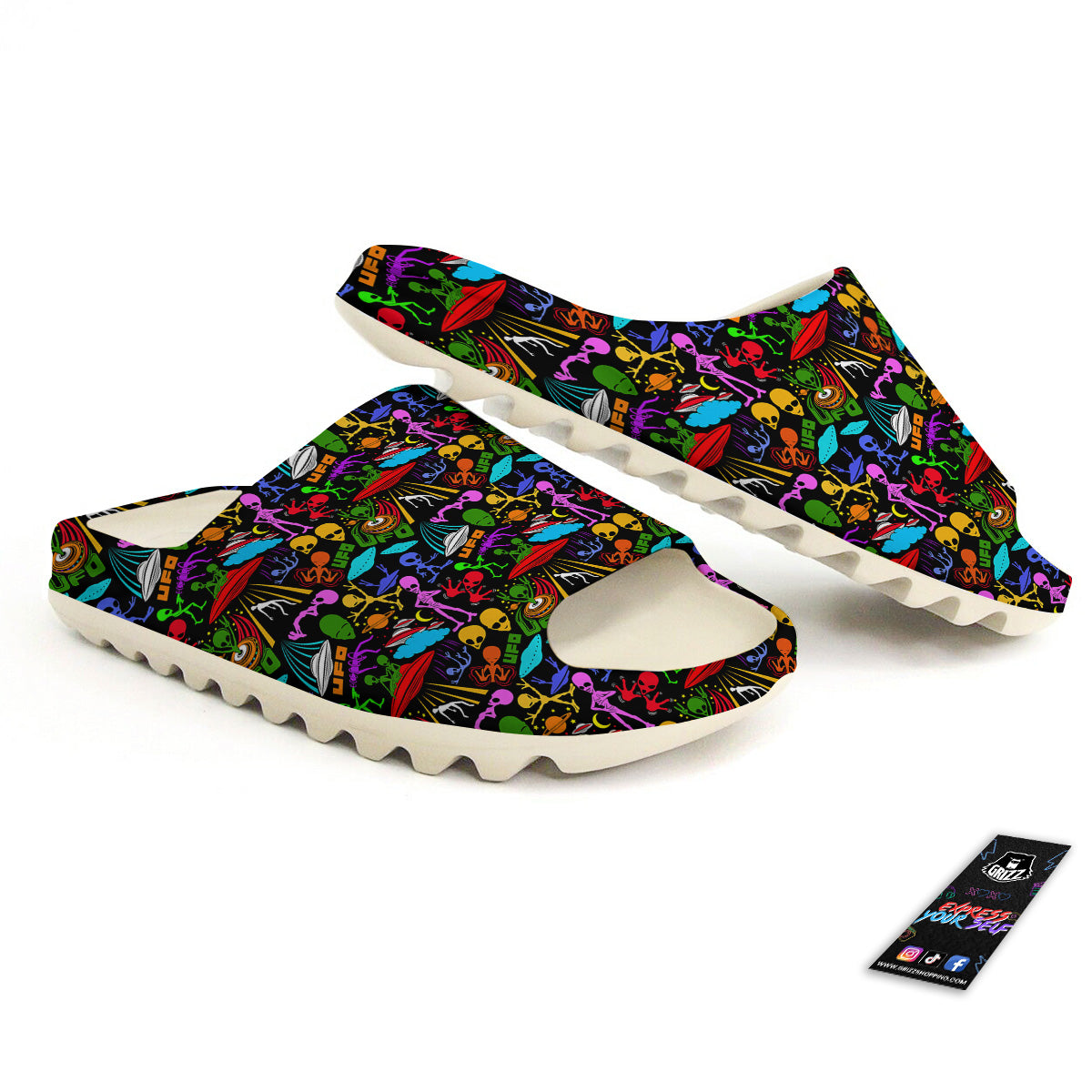 Extraterrestrial Aliens Colorful Print Pattern Sandals-grizzshop