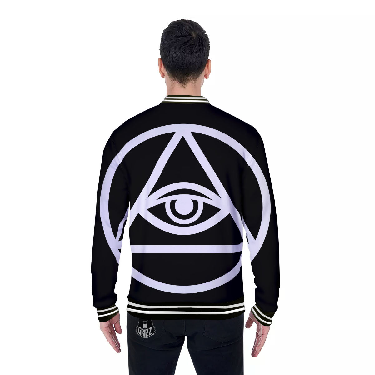 Eye Illuminati Print Baseball Jacket-grizzshop
