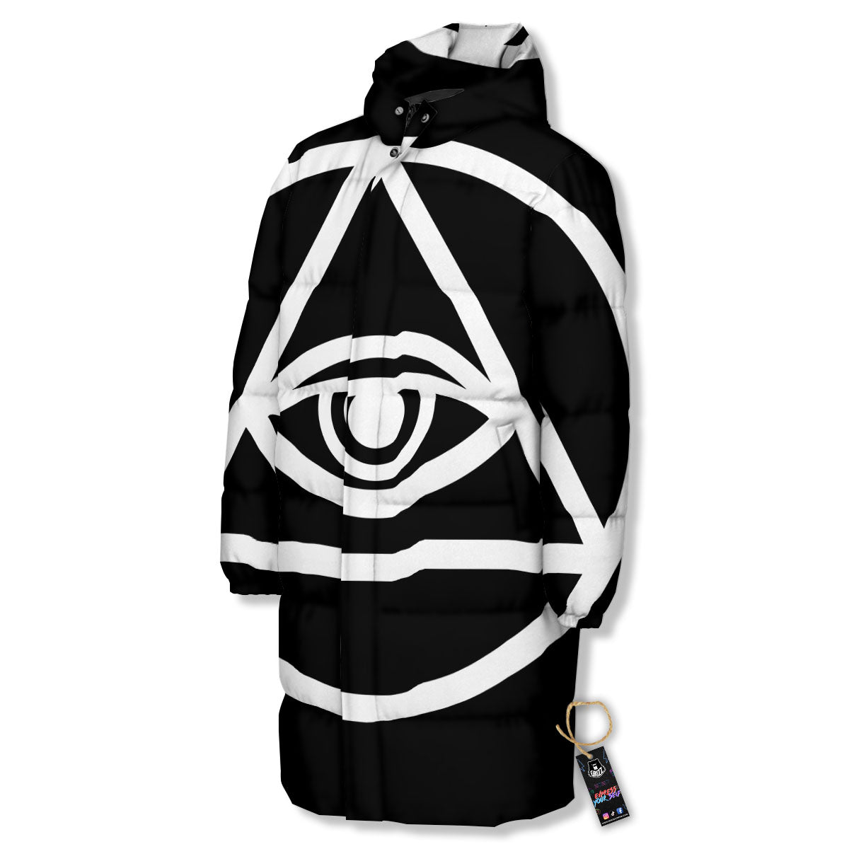 Eye Illuminati Print Long Down Jacket-grizzshop