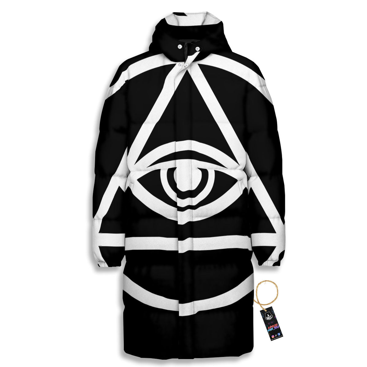 Eye Illuminati Print Long Down Jacket-grizzshop