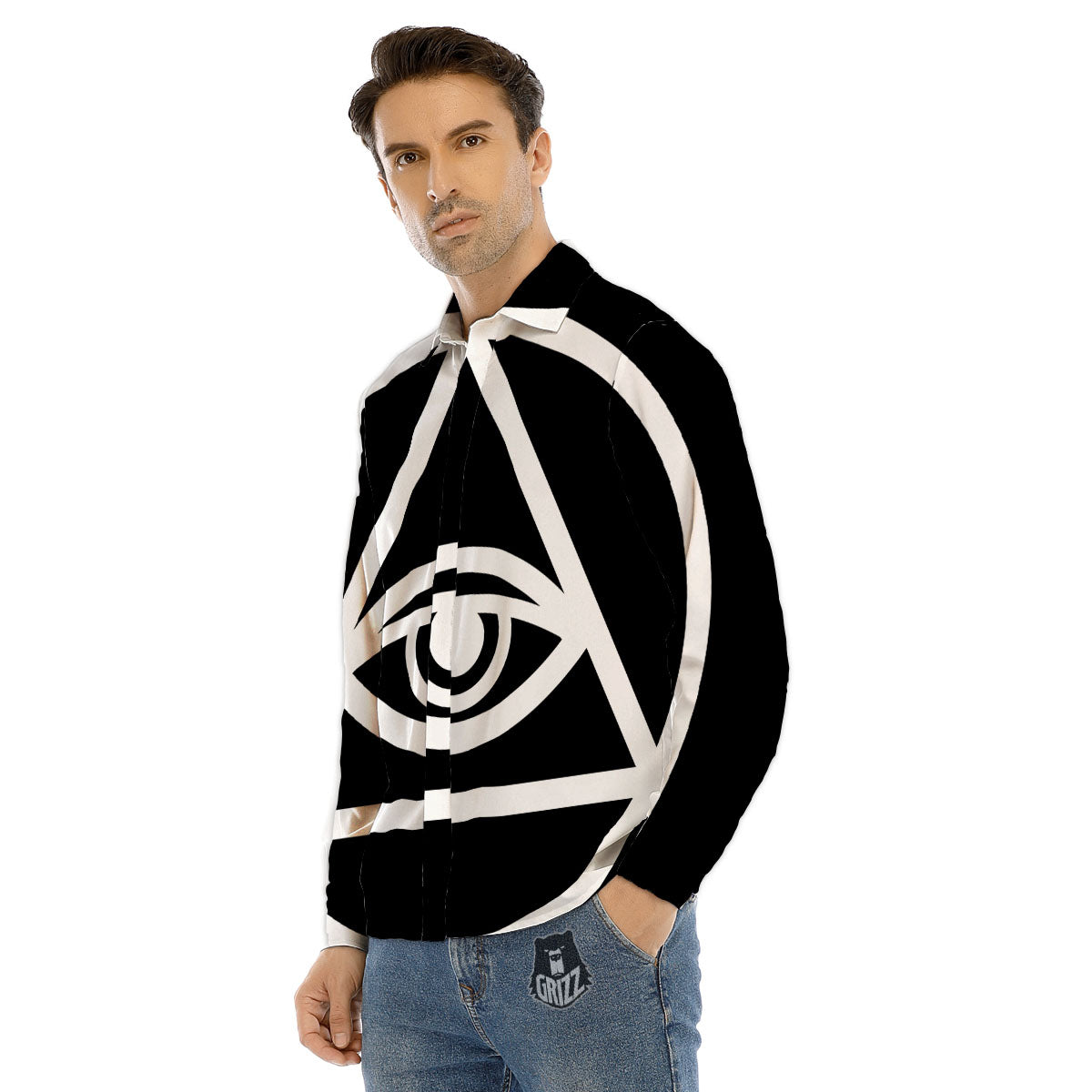 Eye Illuminati Print Men's Dress Shirts-grizzshop