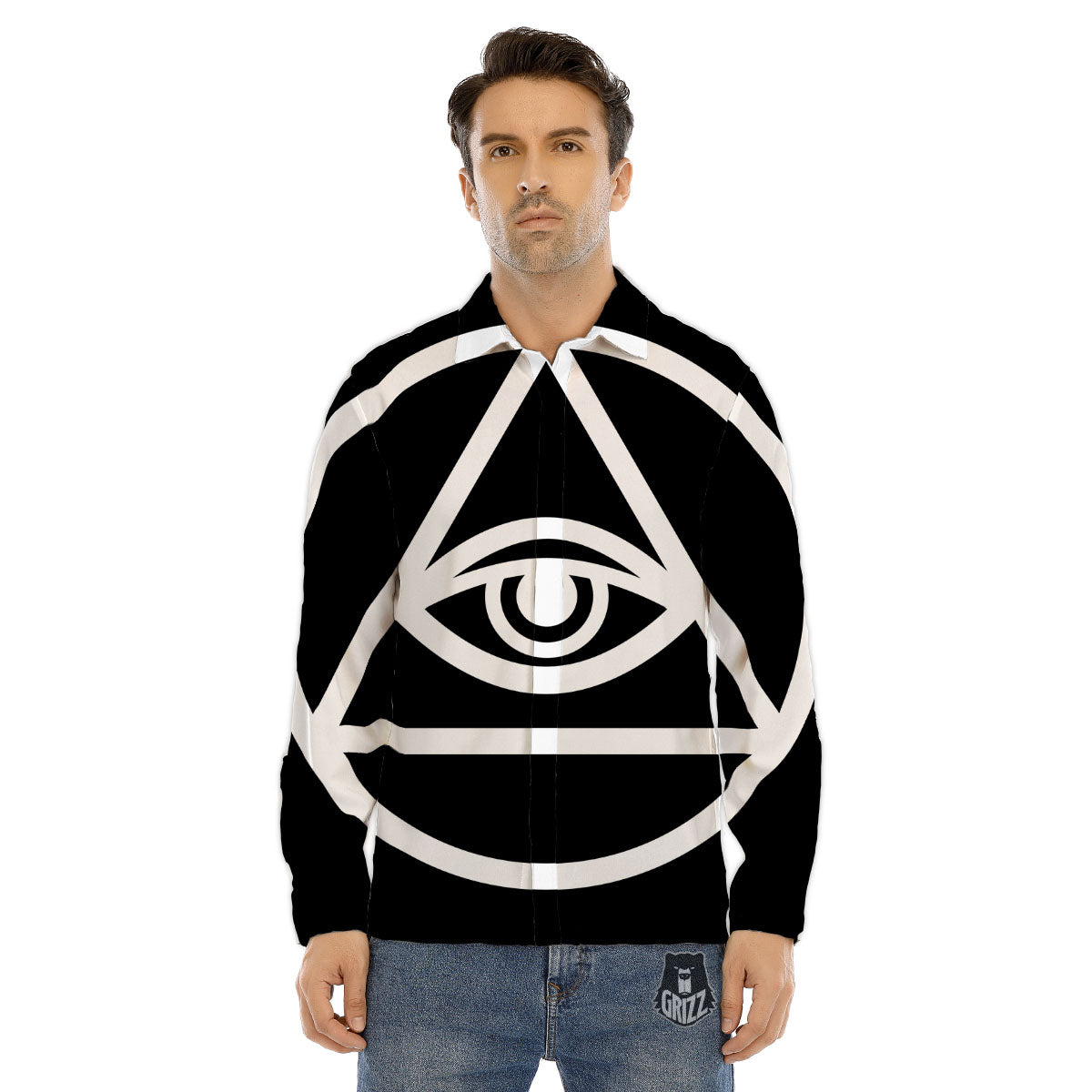 Eye Illuminati Print Men's Dress Shirts-grizzshop