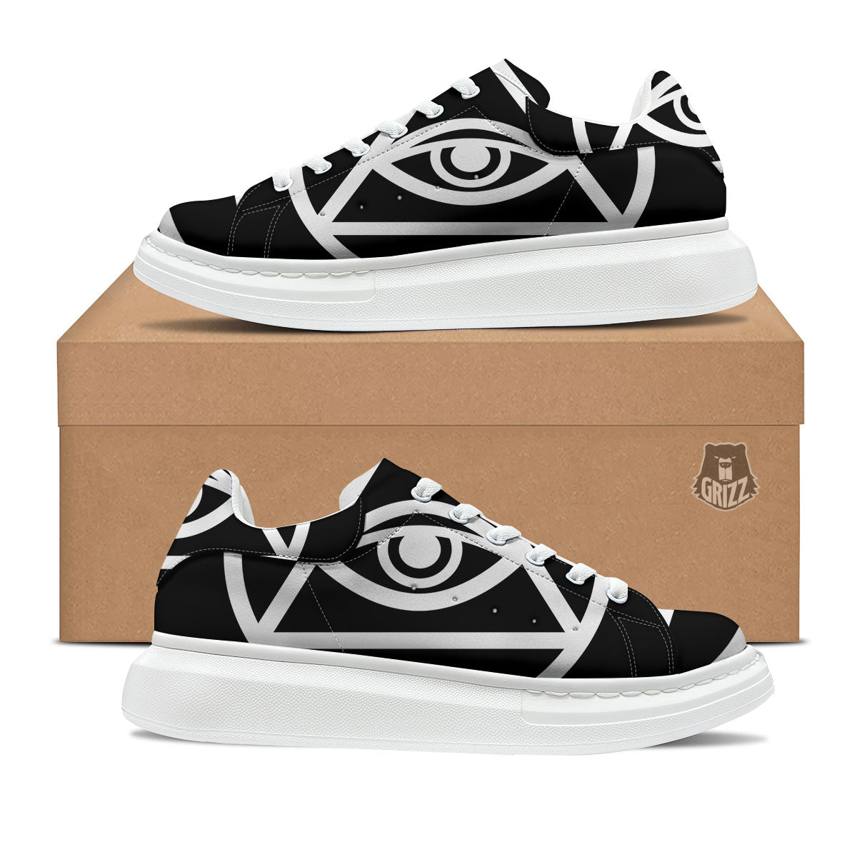 Eye Illuminati Print Platform Shoes-grizzshop