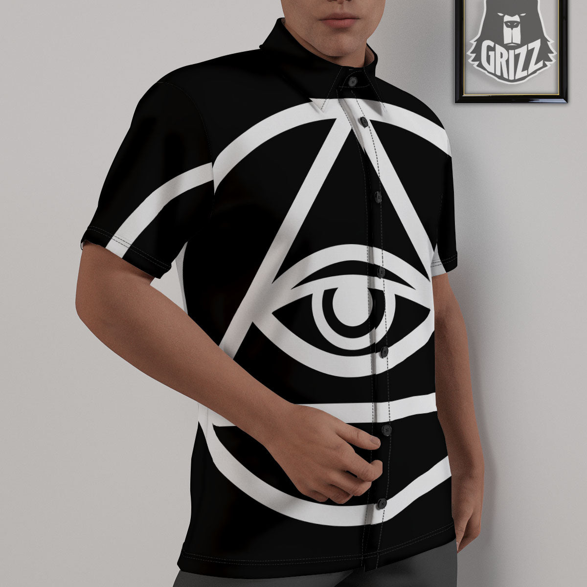 Eye Illuminati Print Untucked Shirts-grizzshop