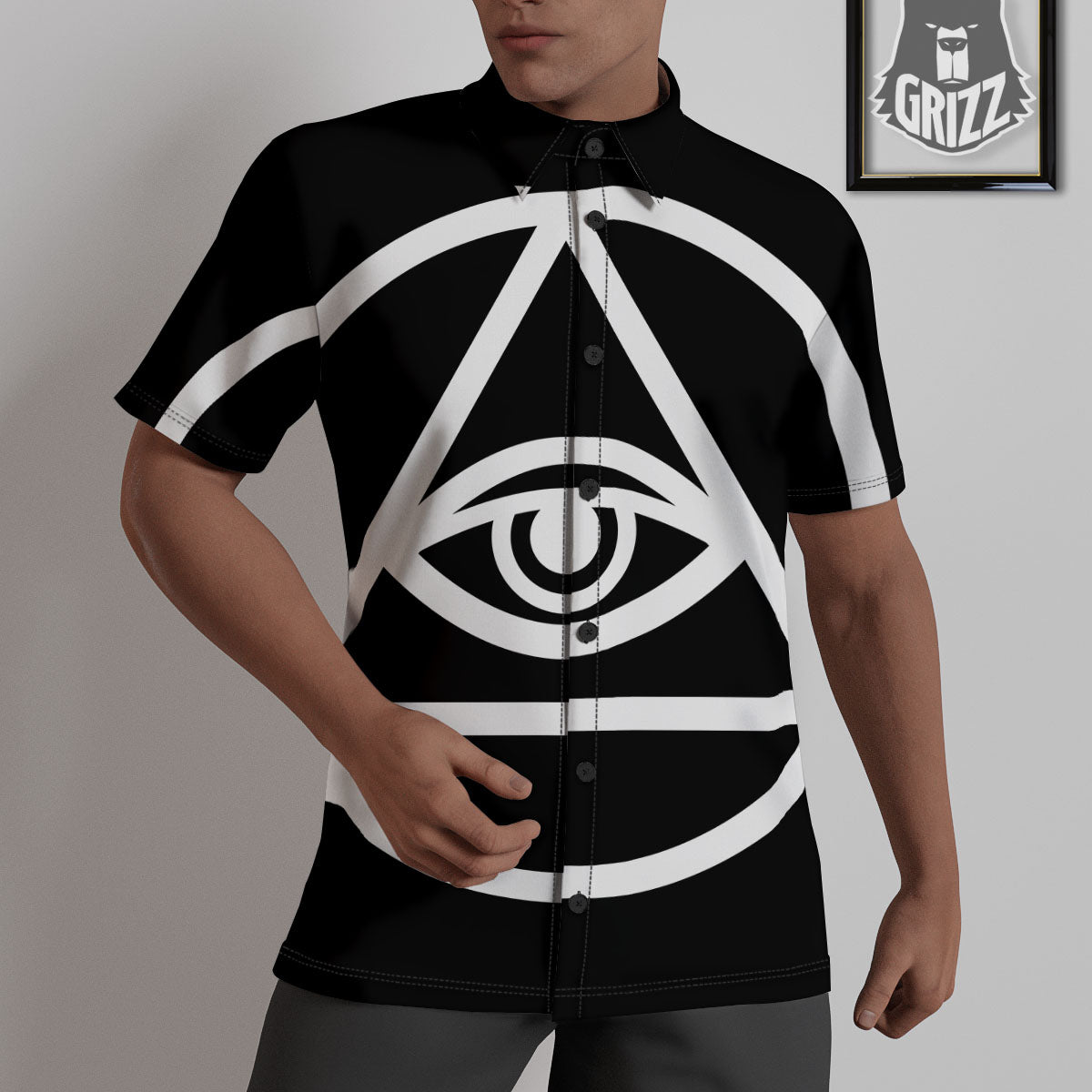 Eye Illuminati Print Untucked Shirts-grizzshop