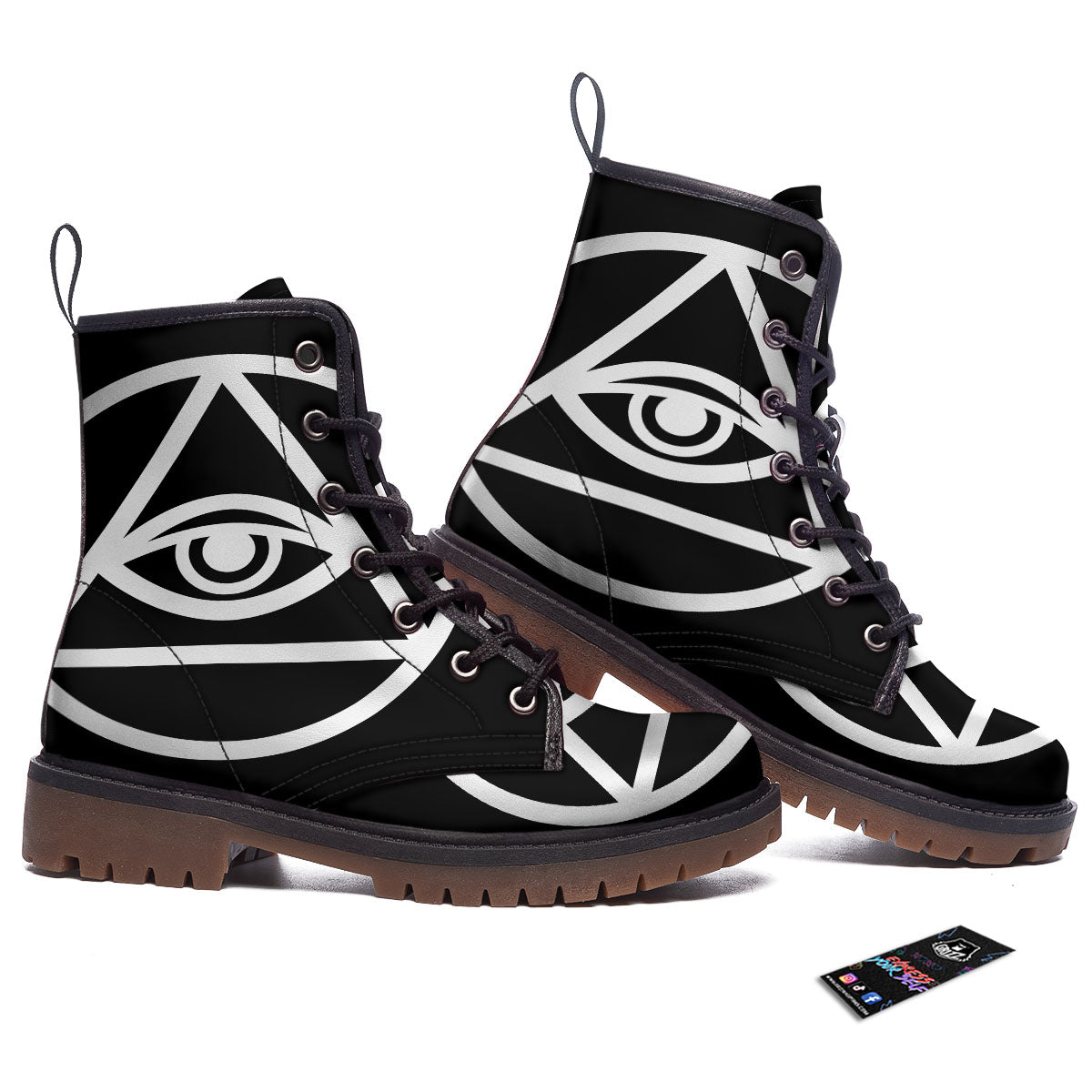 Eye Illuminati Print Work Boots-grizzshop