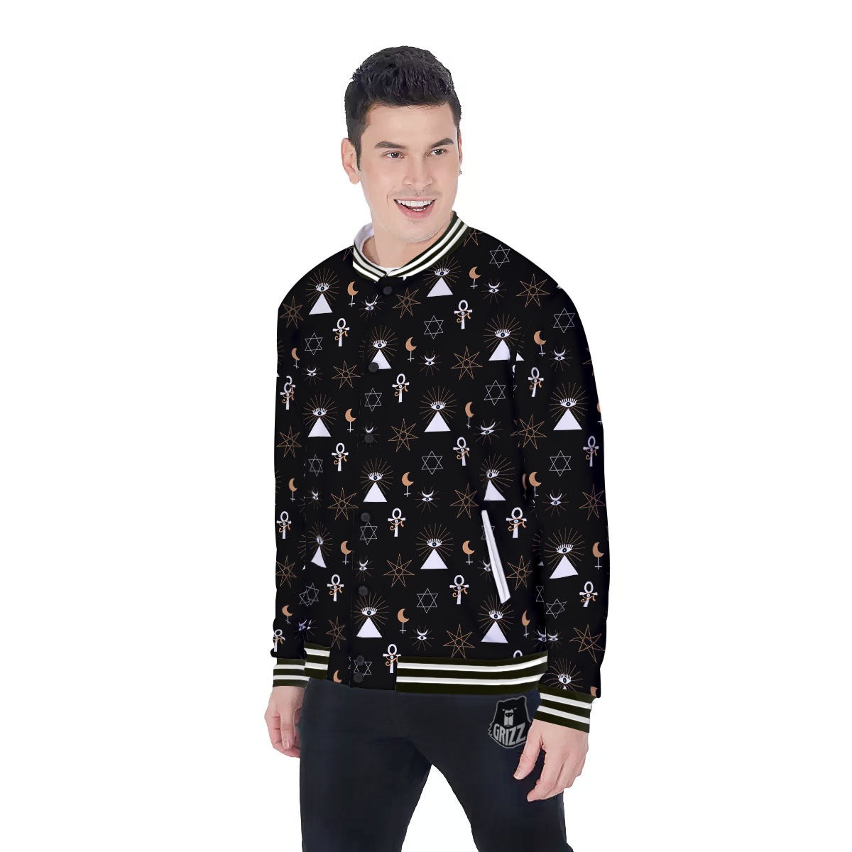 Eye Of Horus Egypt Print Pattern Baseball Jacket-grizzshop