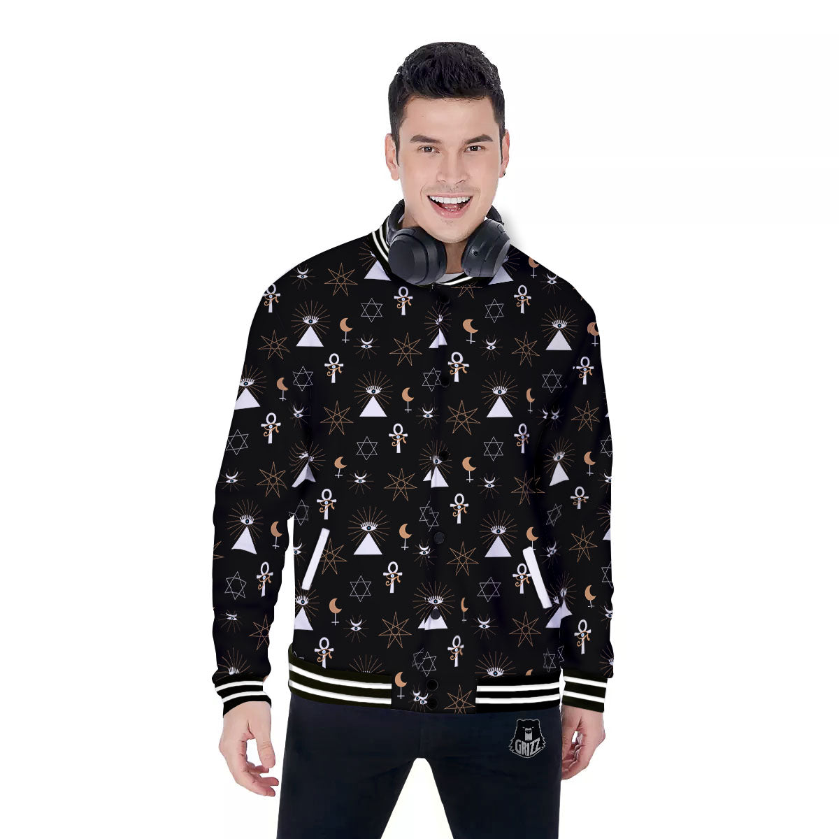 Eye Of Horus Egypt Print Pattern Baseball Jacket-grizzshop